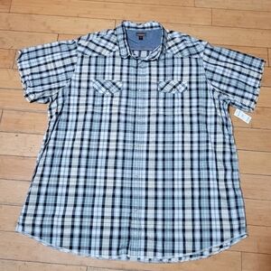 Northwest Territory Cotton Plaid Short Sleeve  Snap Fastener Shirt Mens 5XLT